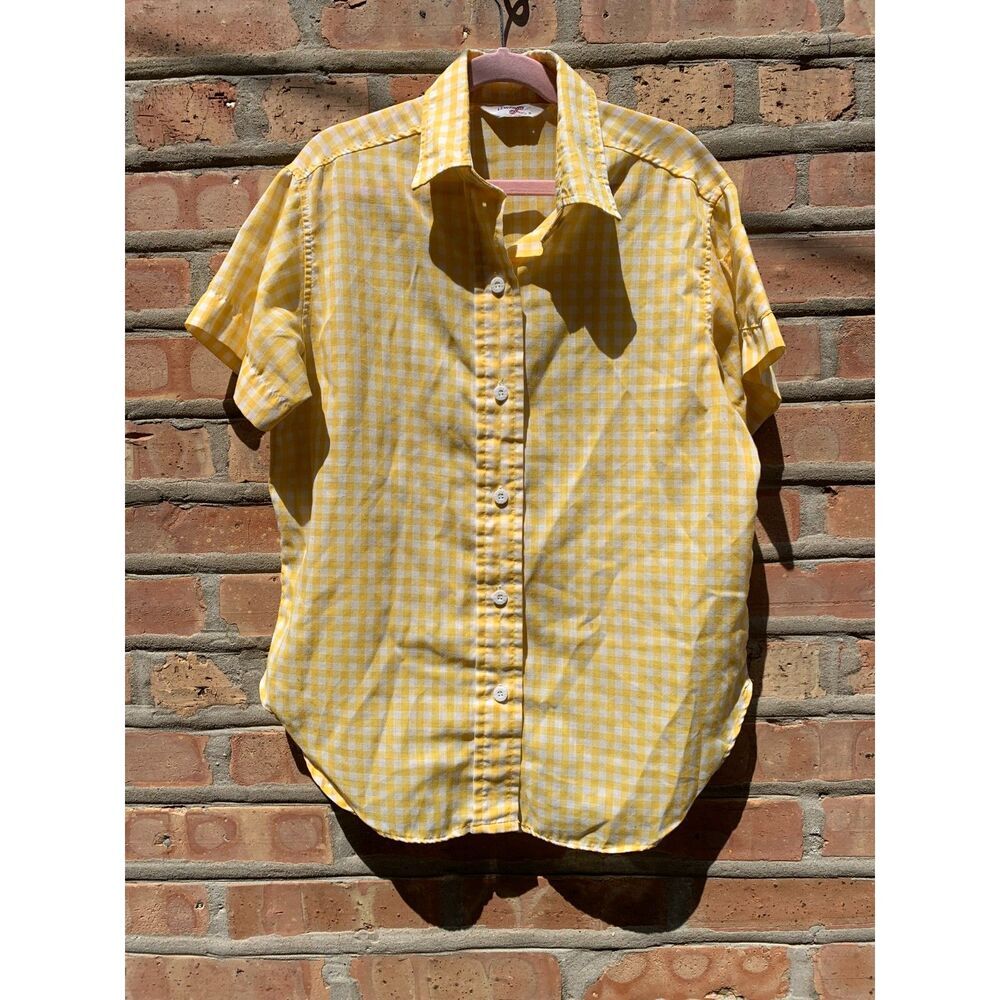 Vintage Yellow Plaid 70's Levi's Checkered Big E Button Down Shirt S/M